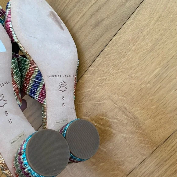 NWOT Loeffler Randall Multicolor Bow Mules 8 - Picture 5 of 9